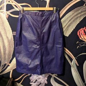 Vintage Purple Leather Pencil Skirt